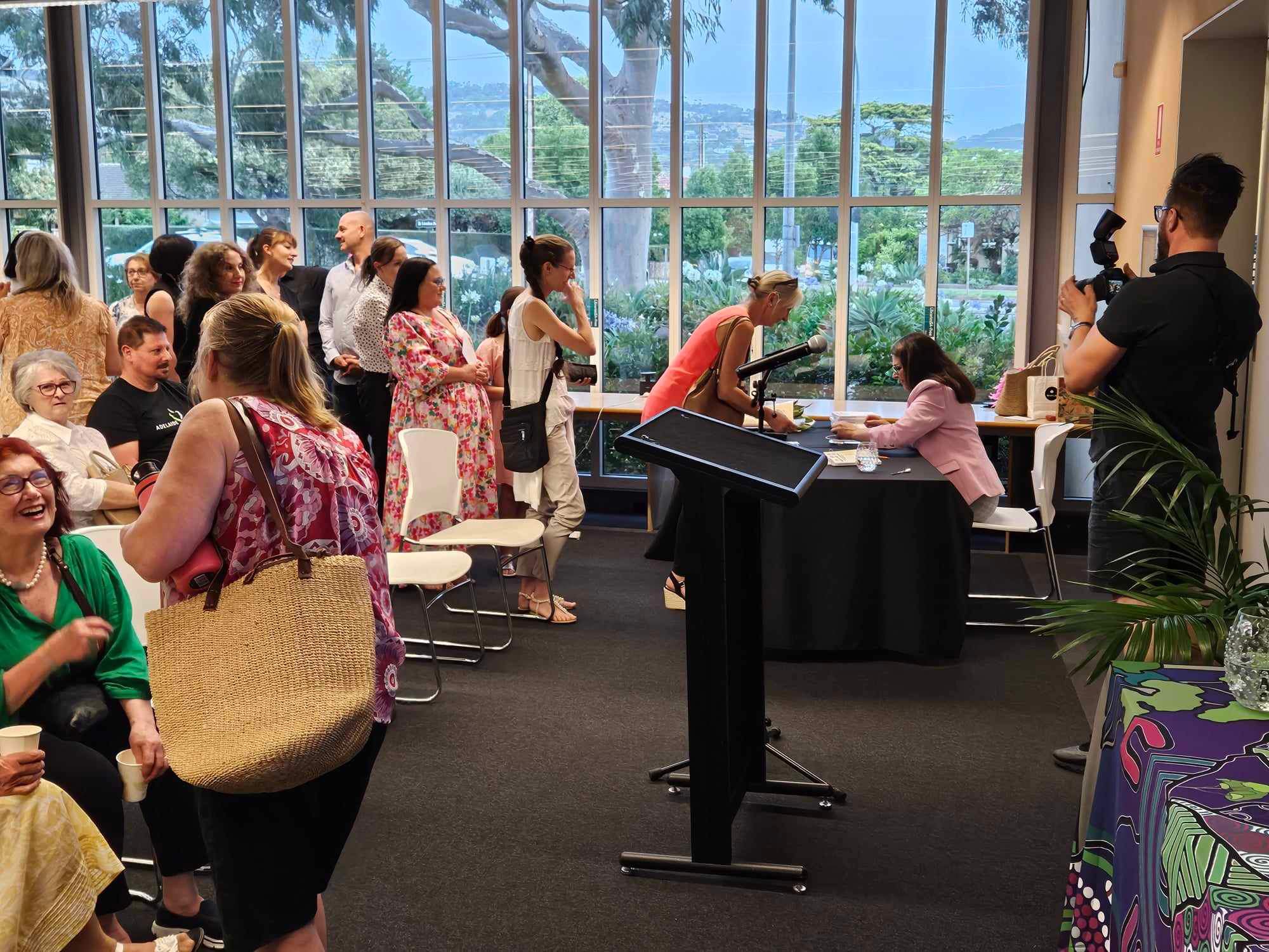 Book launch with audience
